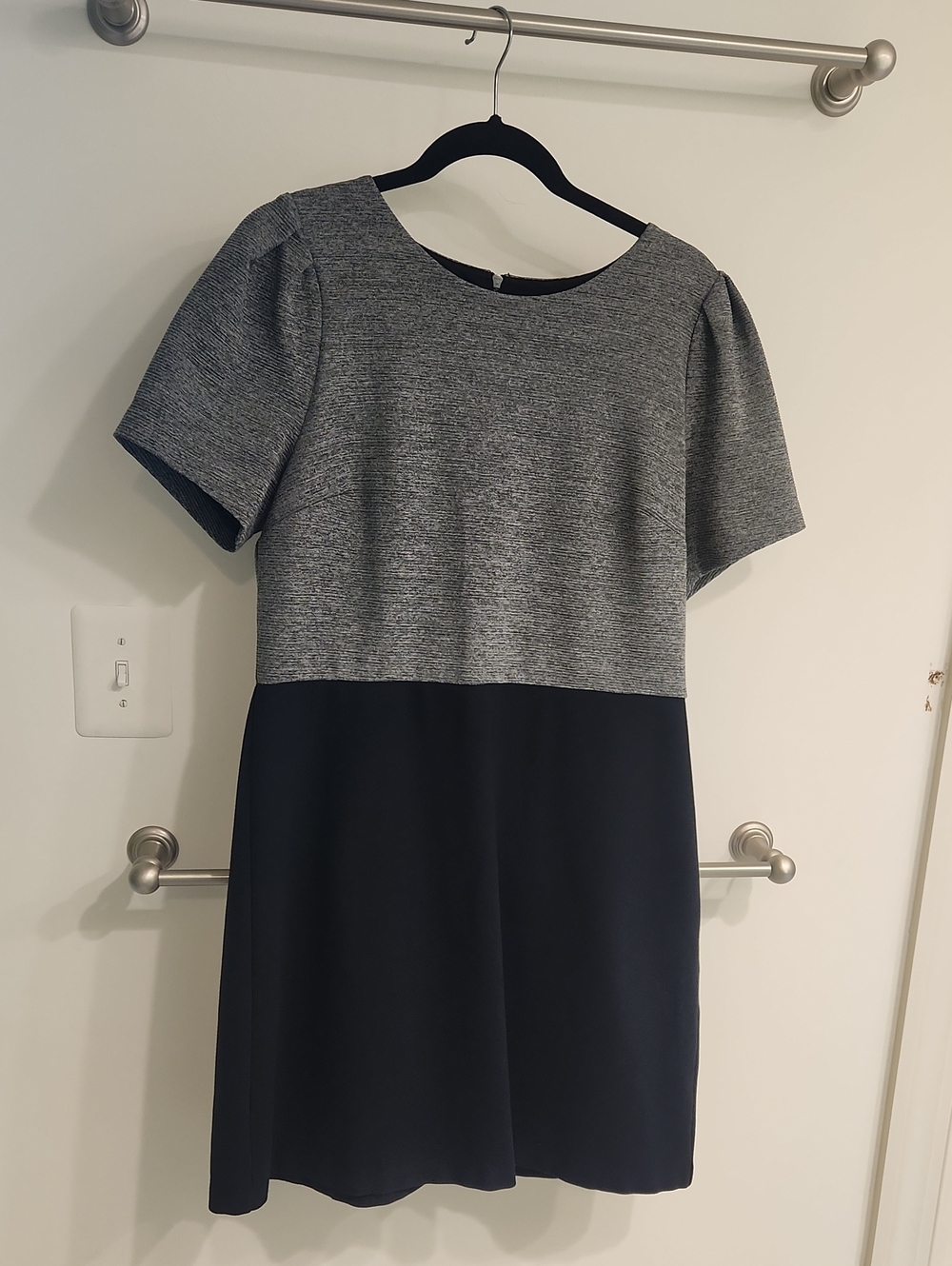 LOFT Mixed Media Work Dress In Gray And Black
